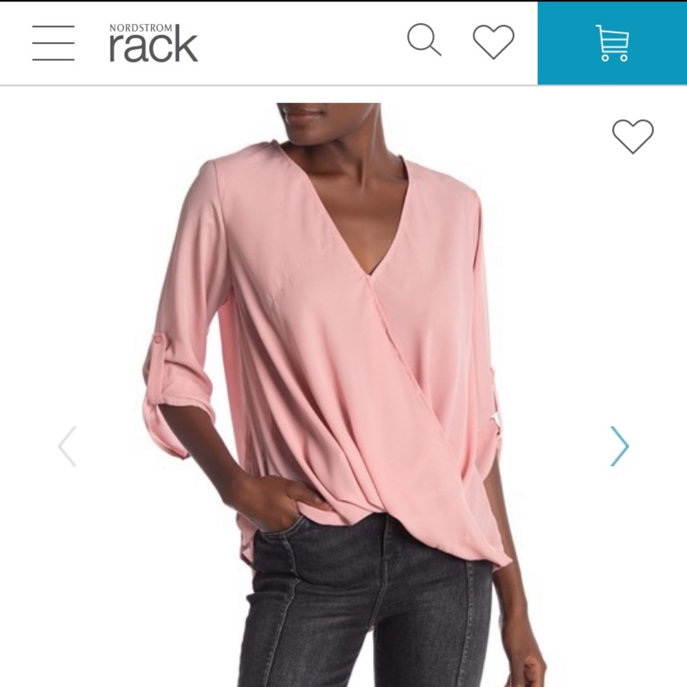 Lush surpluses draped high low blouse. Large.